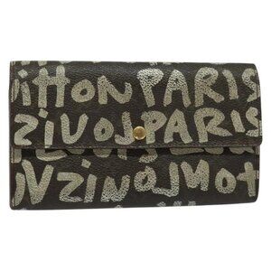 LOUIS VUITTON Graffiti Porte Monnaie Credit Long Wallet White M92189 Auth 141686
